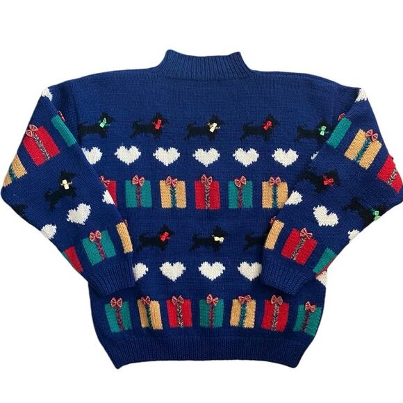 Vintage Nordstrom Blue Dog Christmas Wool Sweater XS - Picture 2 of 5